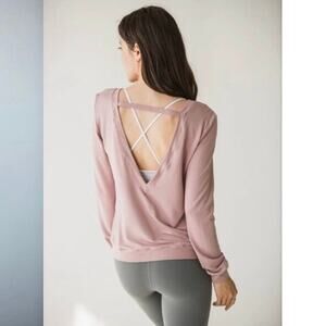 Montiel Jules Mauve Pink French Terry Open Back Soft Pullover Sweatshirt Large